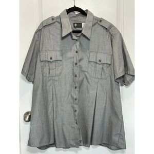 Horace Small Mens Short Sleeve Button Up Shirt Gray New Dimension 3XL Work Trade